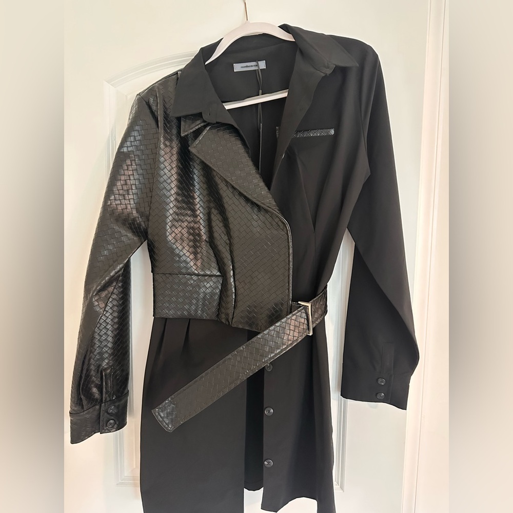 Maniere De Voir Black Long Sleeve Mini Dress